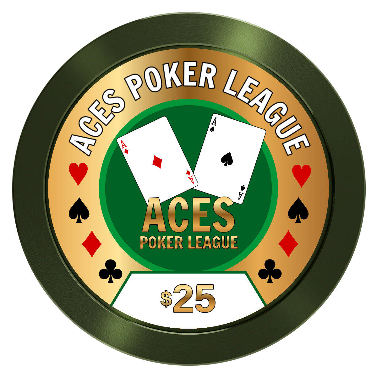 Aces Poker League Aluminum Poker Chips - Green - Back