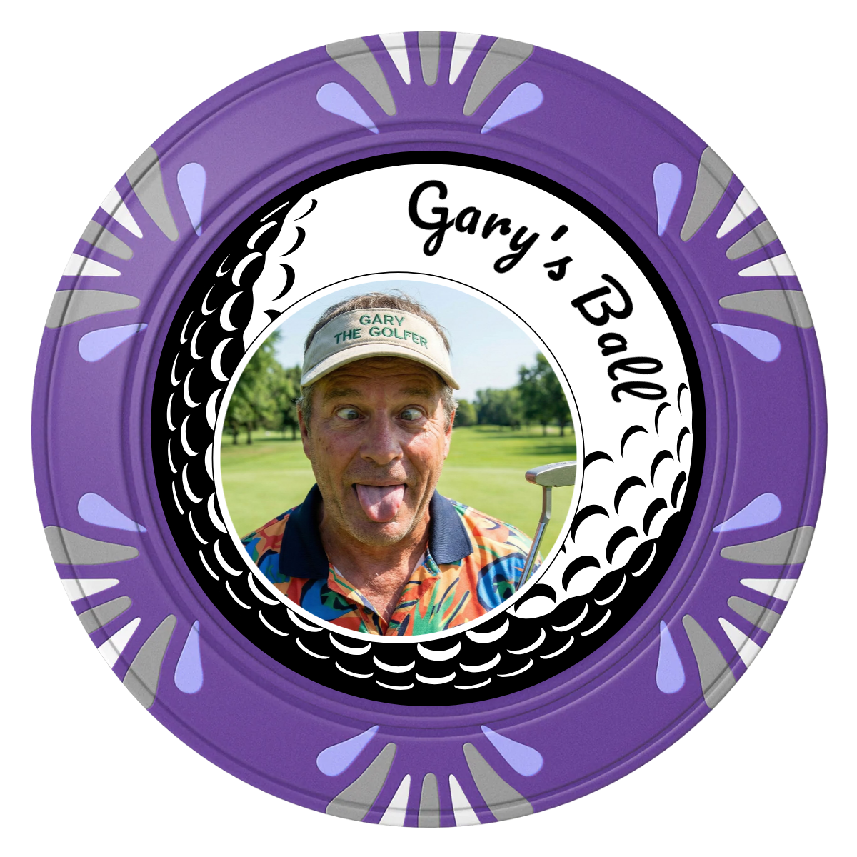 Gary's Ball Clay Poker Chips - Purple / Macau / 40mm - Front