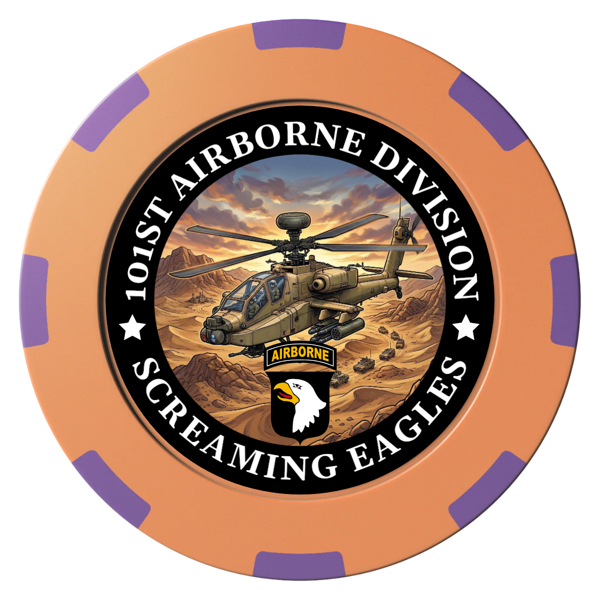Army Airborne Clay Poker Chips - Orange / 8 Spot (2 Tone) / 40mm - Front
