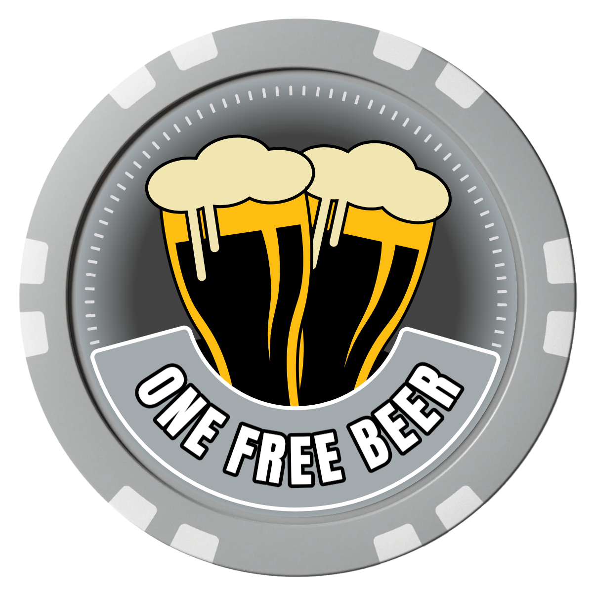 Double Pint 2 Composite Poker Chips - Gray / Double Stripe - Front