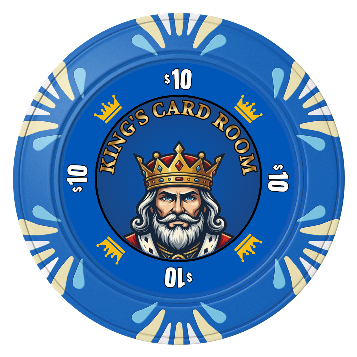 Kings Clay Poker Chips - Blue / Macau / 40mm - Back