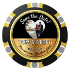 Save the Date Hearts Clay Poker Chips - Black / Monte Carlo / 40mm - Front
