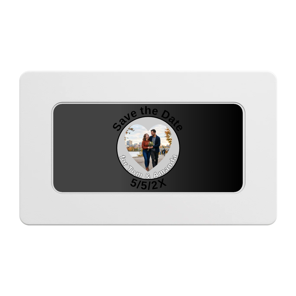 Save the Date #01 Rectangular Poker Chip Plaques - White - Front