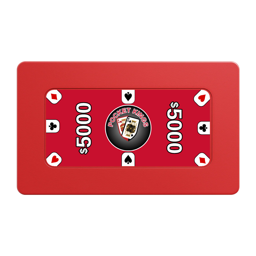 Pocket Kings Rectangular Poker Chip Plaques - Red - Back