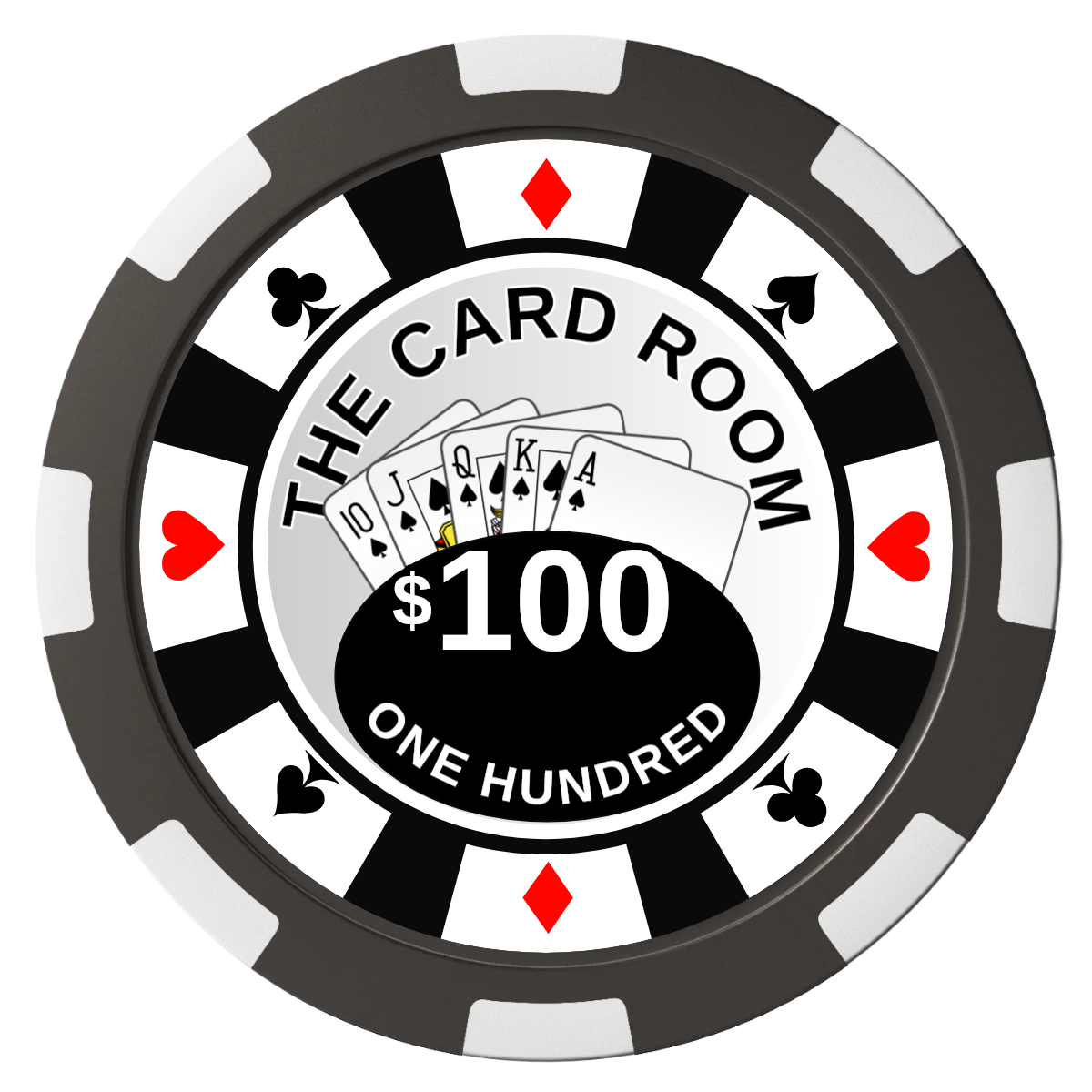 A Suitable Design Composite Poker Chips - Black / 8 Spot - Front