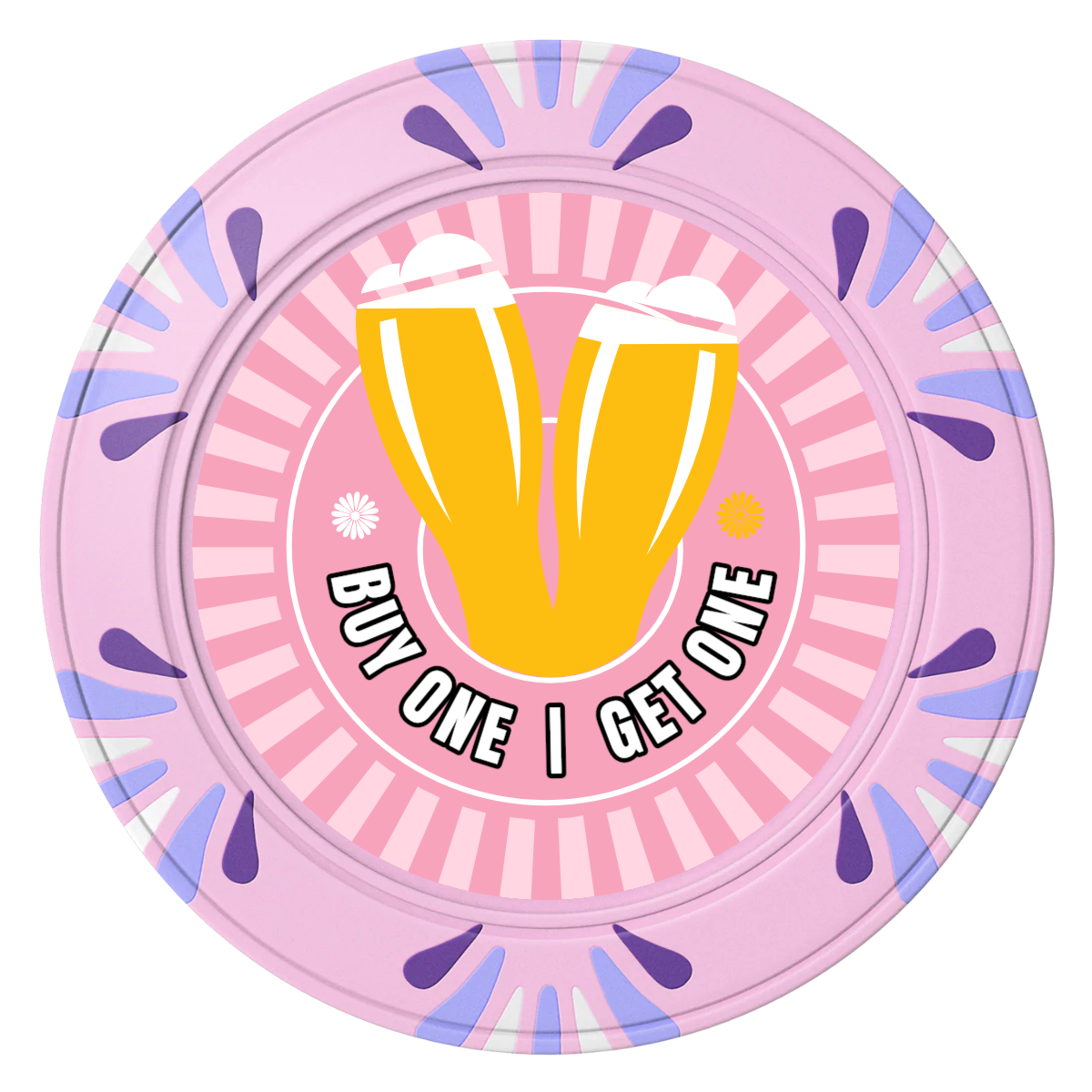 Double Pint Clay Poker Chips - Pink / Macau / 40mm - Front