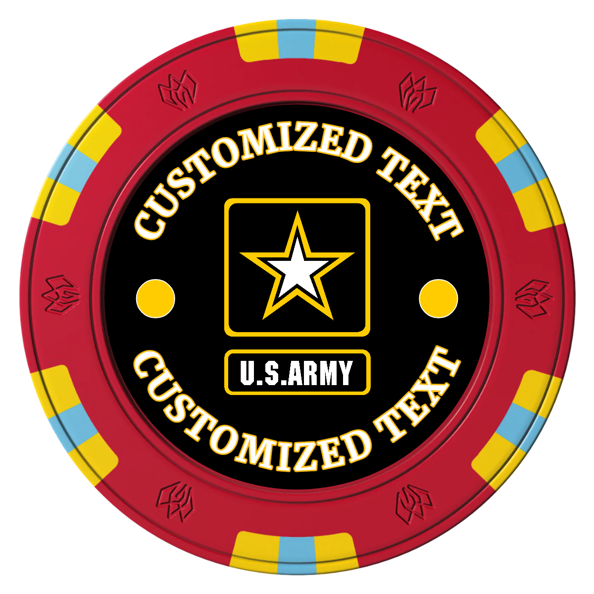Army Strong Clay Poker Chips - Red / 6 Spot Gem / 40mm - Front