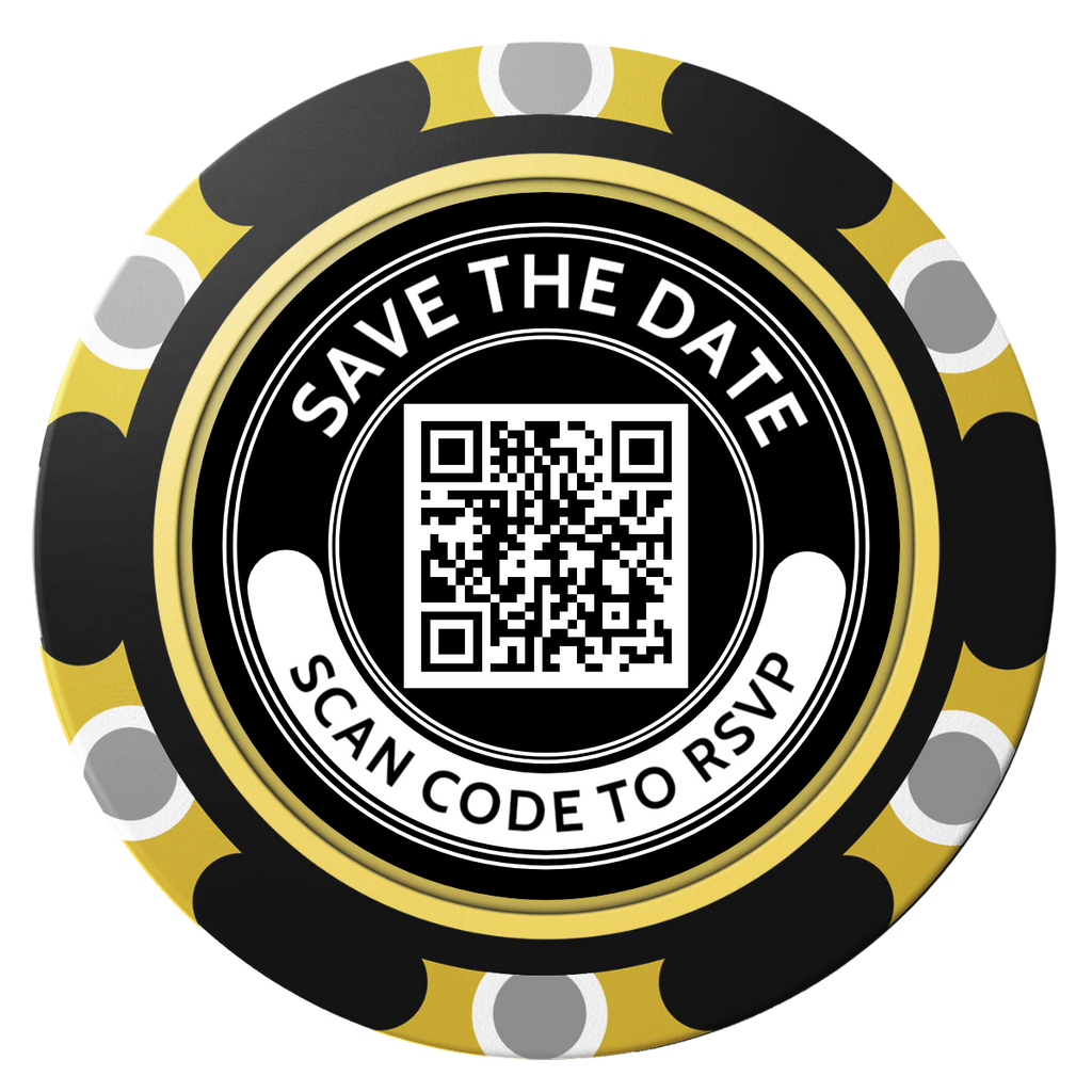 Save the Date Photo QR Code Clay Poker Chips - Black / Monte Carlo / 40mm - Back