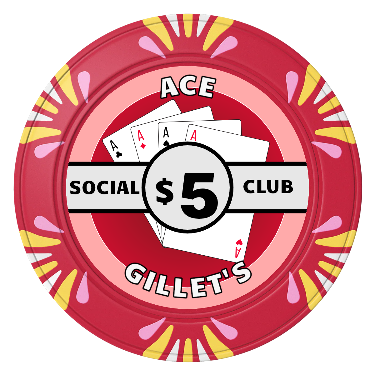 Ace Gillet's Clay Poker Chips - Red / Macau / 40mm - Front