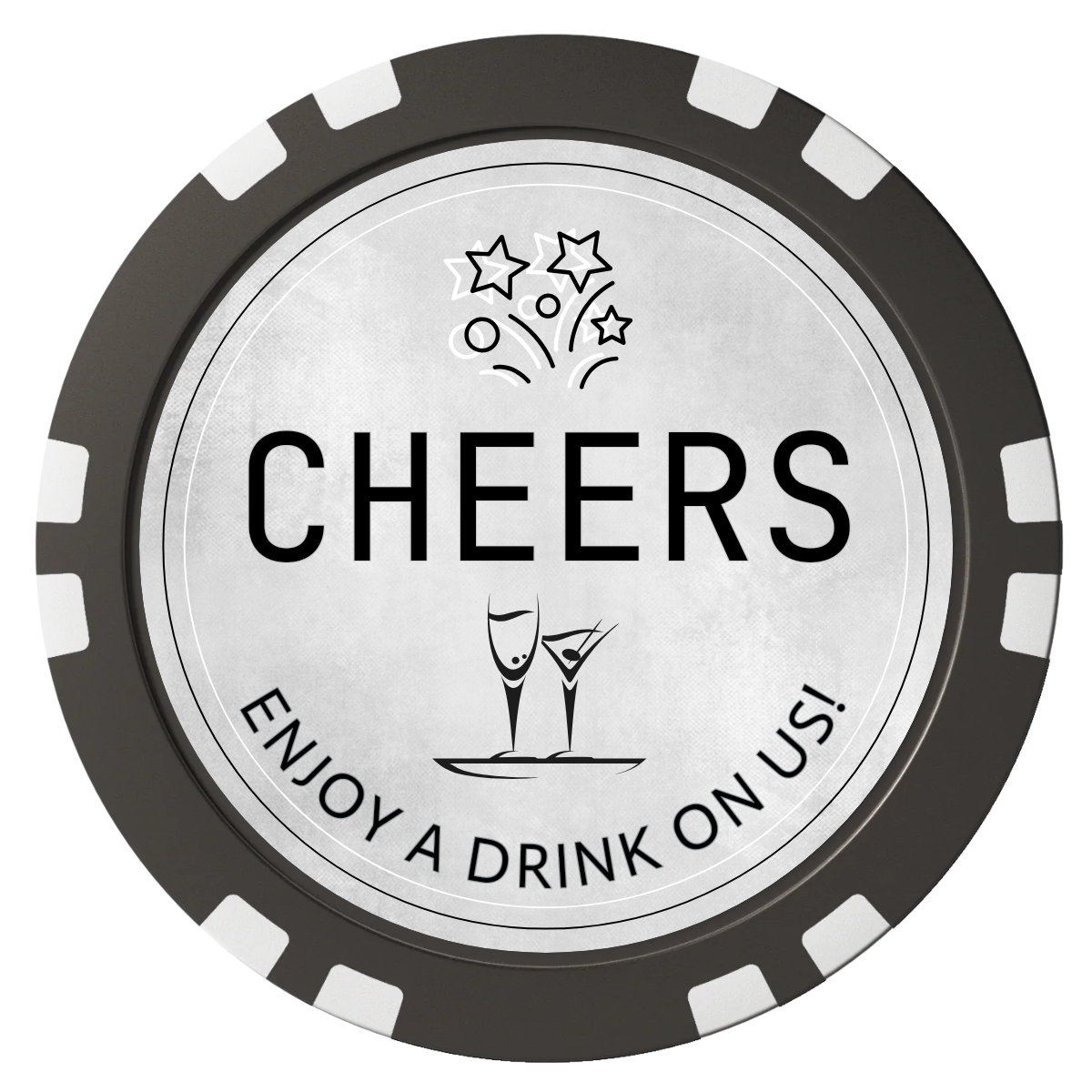 Chique Wedding Token Composite Poker Chips - Black / Double Stripe - Back