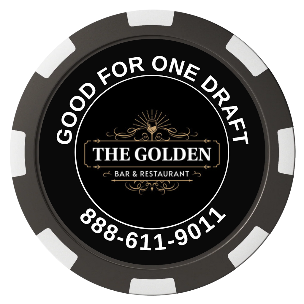 Branded Logo Bar Drink Token Composite Poker Chips - Black / 8 Spot - Back