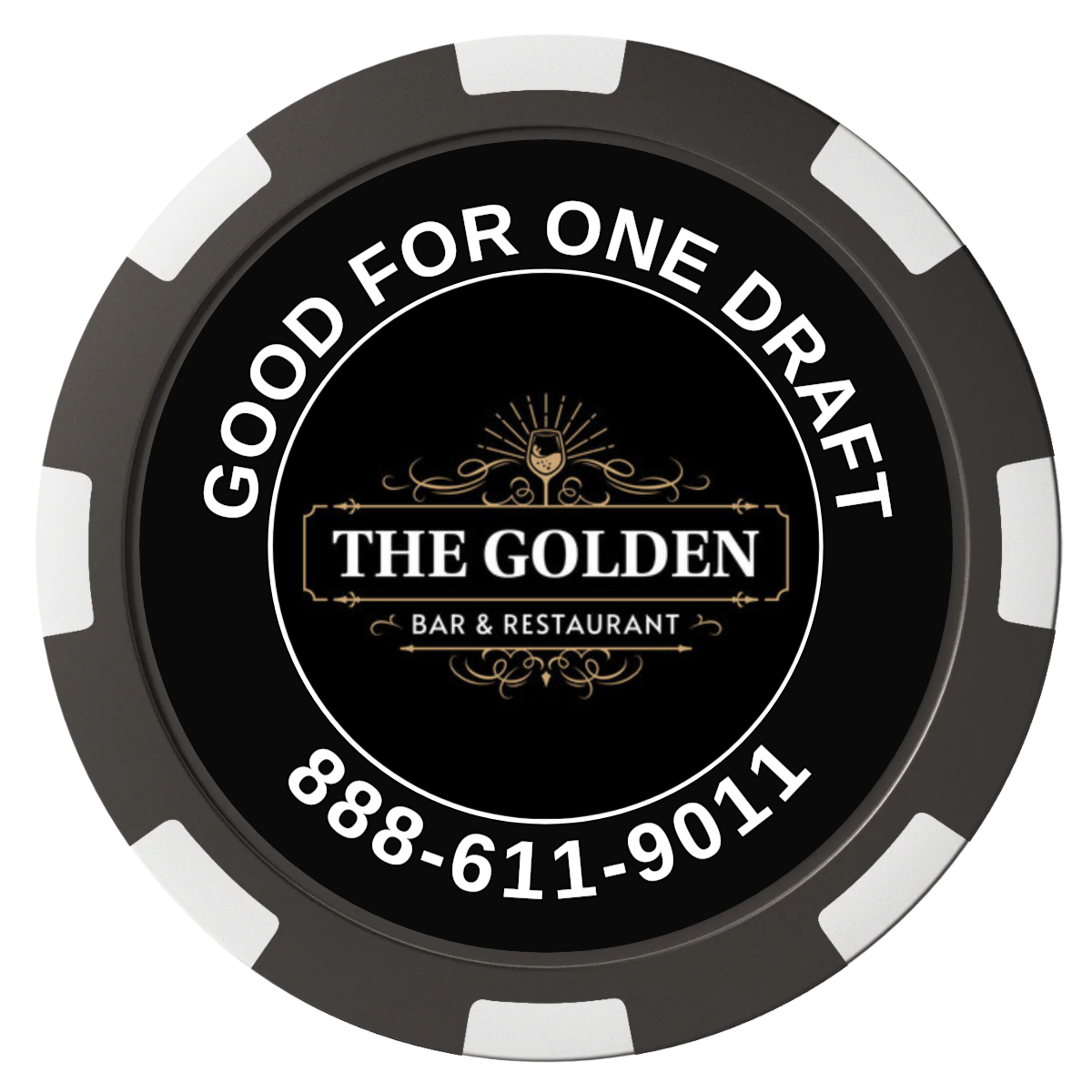 Branded Logo Bar Drink Token Composite Poker Chips - Black / 8 Spot - Back