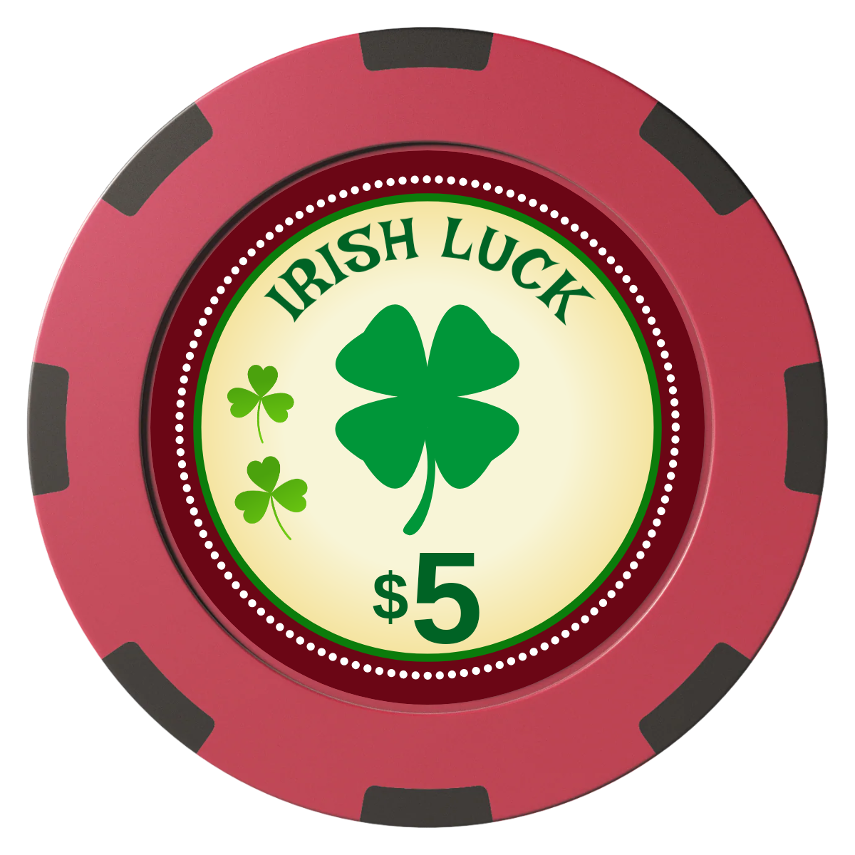 Irish Luck Clay Poker Chips - Red / 8 Spot (2 Tone) / 40mm - Front