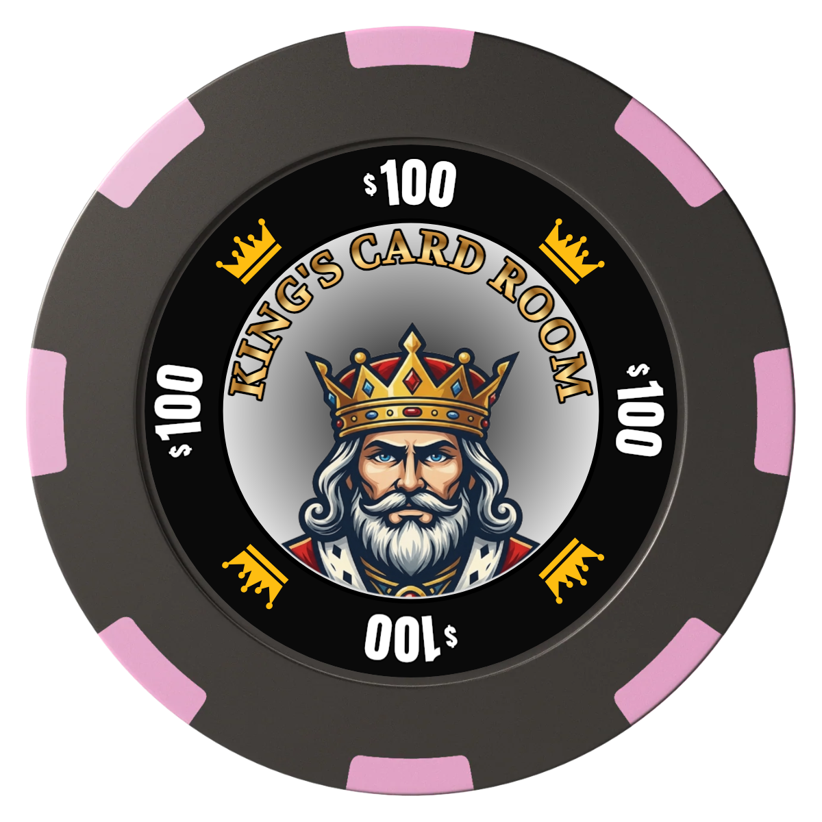 Kings Clay Poker Chips - Black / 8 Spot (2 Tone) / 40mm - Front