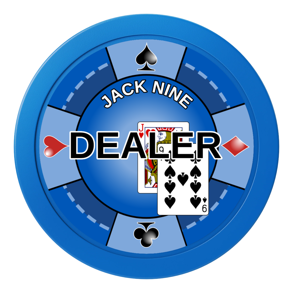 Jack Nine Card Room 2" Composite Dealer Button - Blue - Front