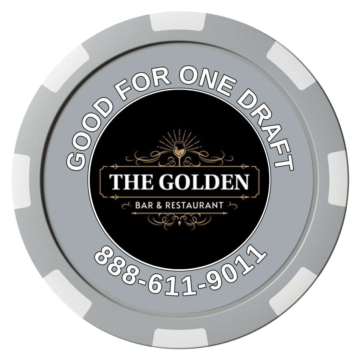 Branded Logo Bar Drink Token Composite Poker Chips - Gray / 8 Spot - Front