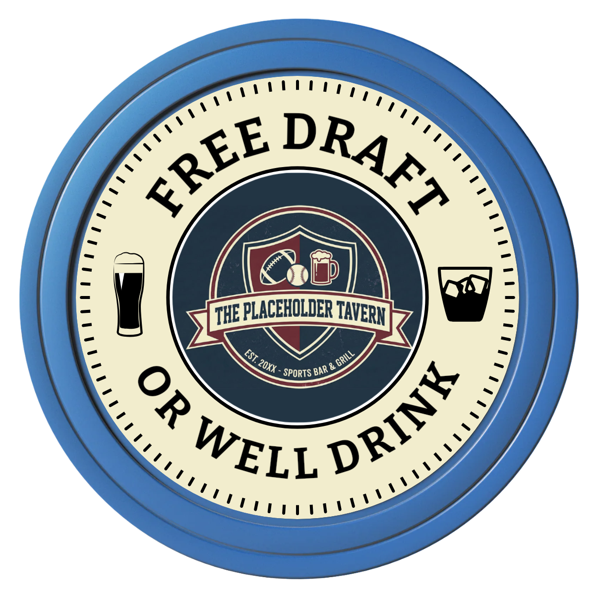 Beer Shop Composite Poker Chips - Blue / Solid - Front