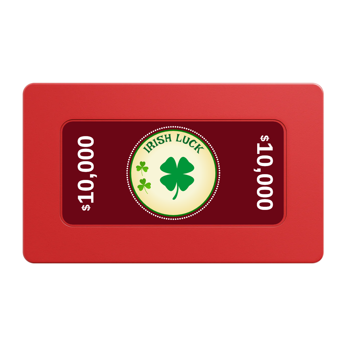 Irish Luck Rectangular Poker Chip Plaques - Red - Front
