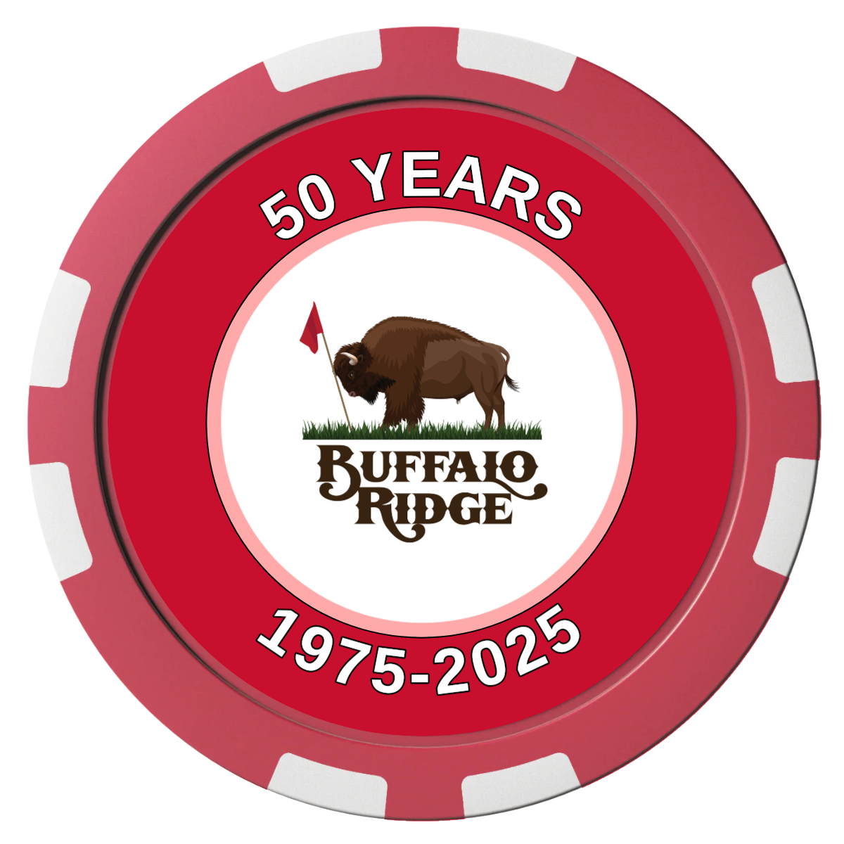 Branded Golf Pro Shop Composite Poker Chips - Red / 8 Stripe - Front