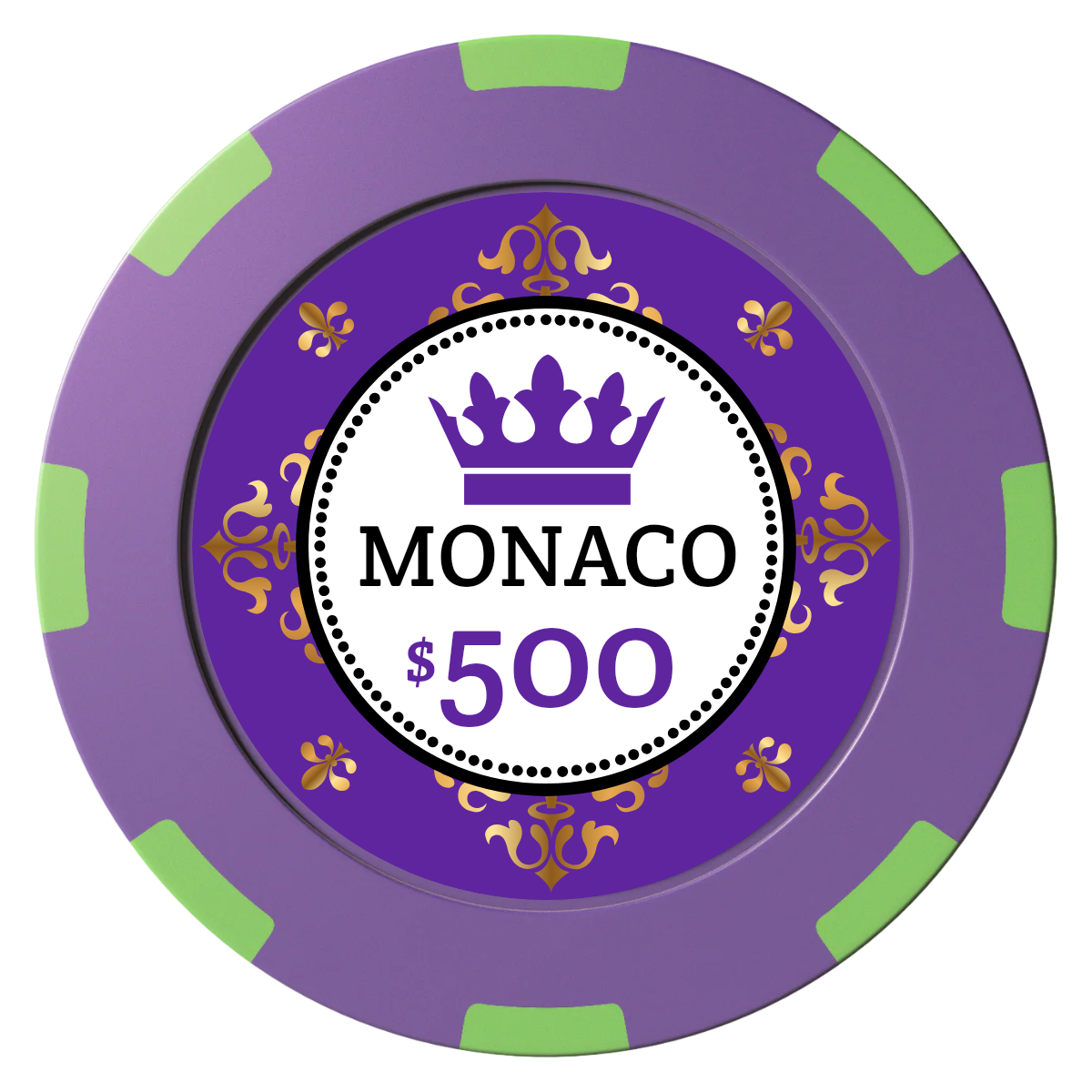 Monaco #001 Clay Poker Chips - Purple / 8 Spot (2 Tone) / 40mm - Front