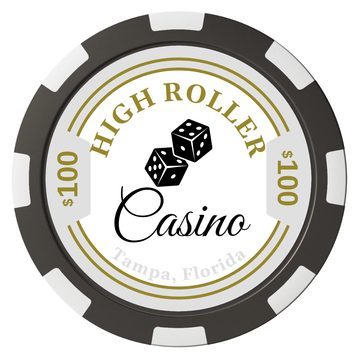 High Roller Casino Magnetic Composite Poker Chips - Black / 8 Spot - Back
