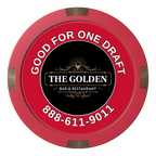 Branded Logo Bar Drink Token Composite & Metal Hybrid Poker Chips - Red - Back