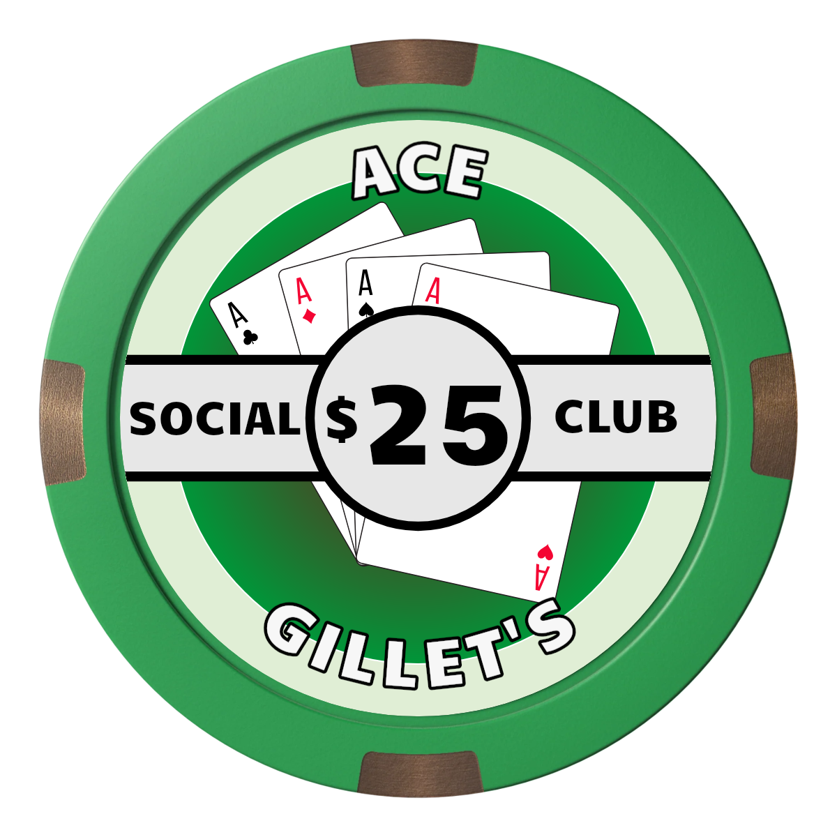 Ace Gillet's Composite & Metal Hybrid Poker Chips - Green - Back