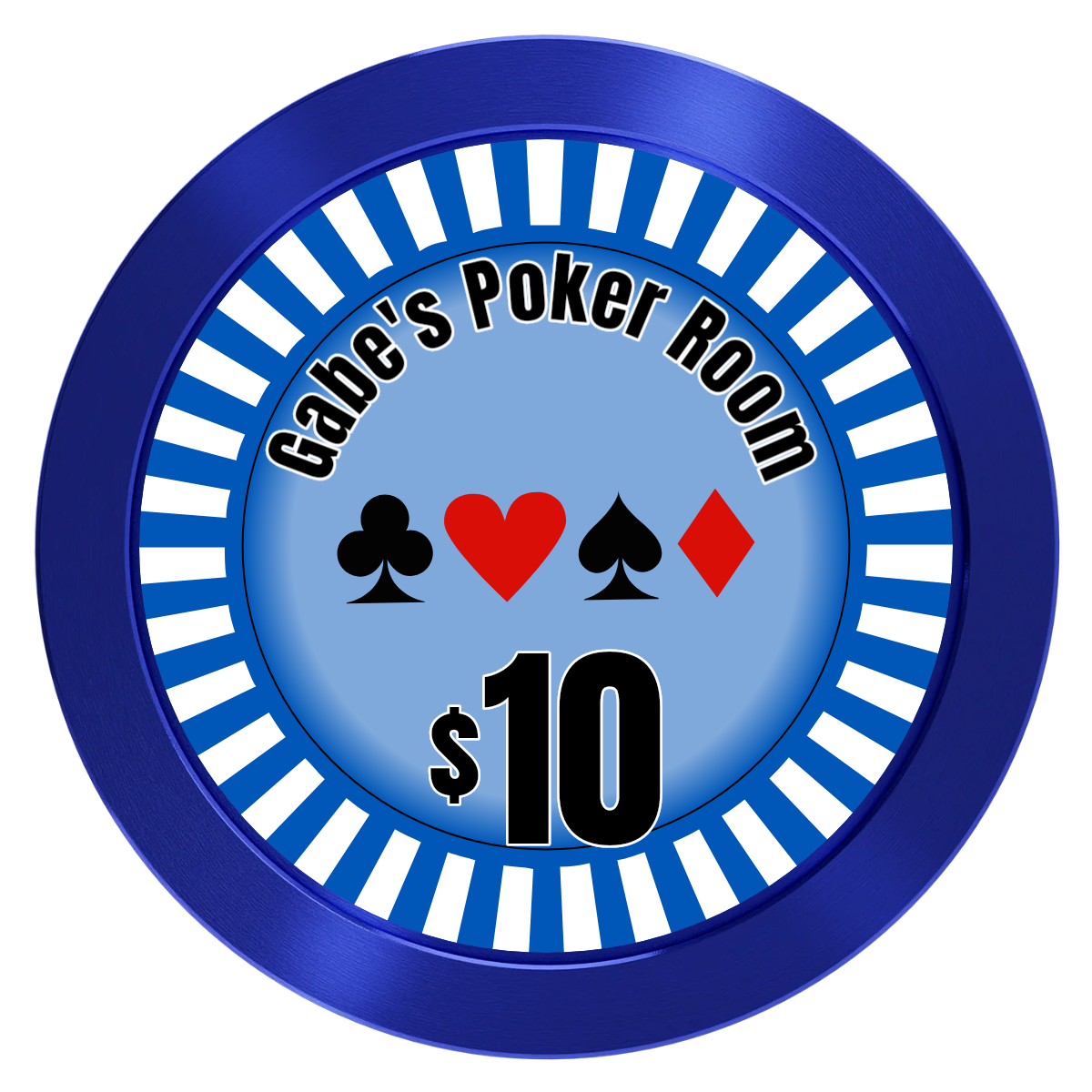 Gabe's Poker Room Aluminum Poker Chips - Blue - Front