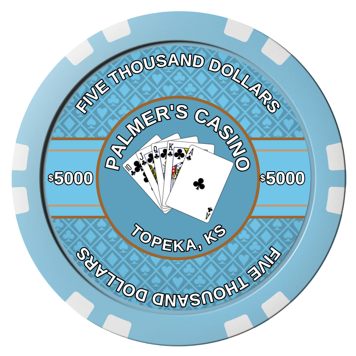 Palmer's Casino Composite Poker Chips - Light Blue / Double Stripe - Front