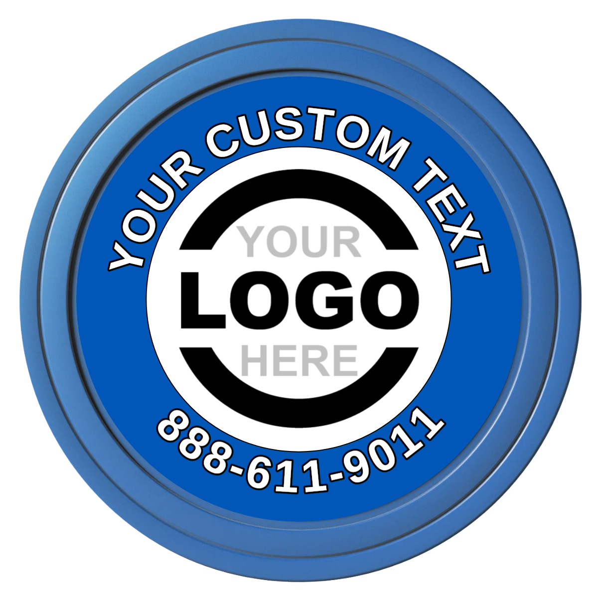 Branded Logo Composite Poker Chips - Blue / Solid - Front