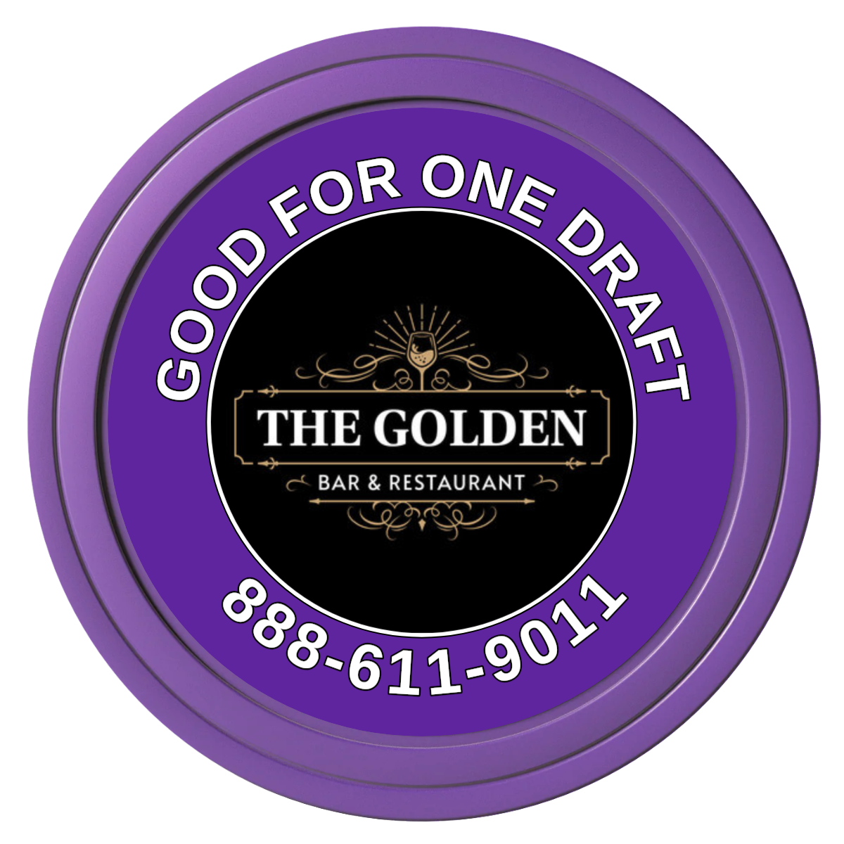 Branded Logo Bar Drink Token Composite Poker Chips - Purple / Solid - Front