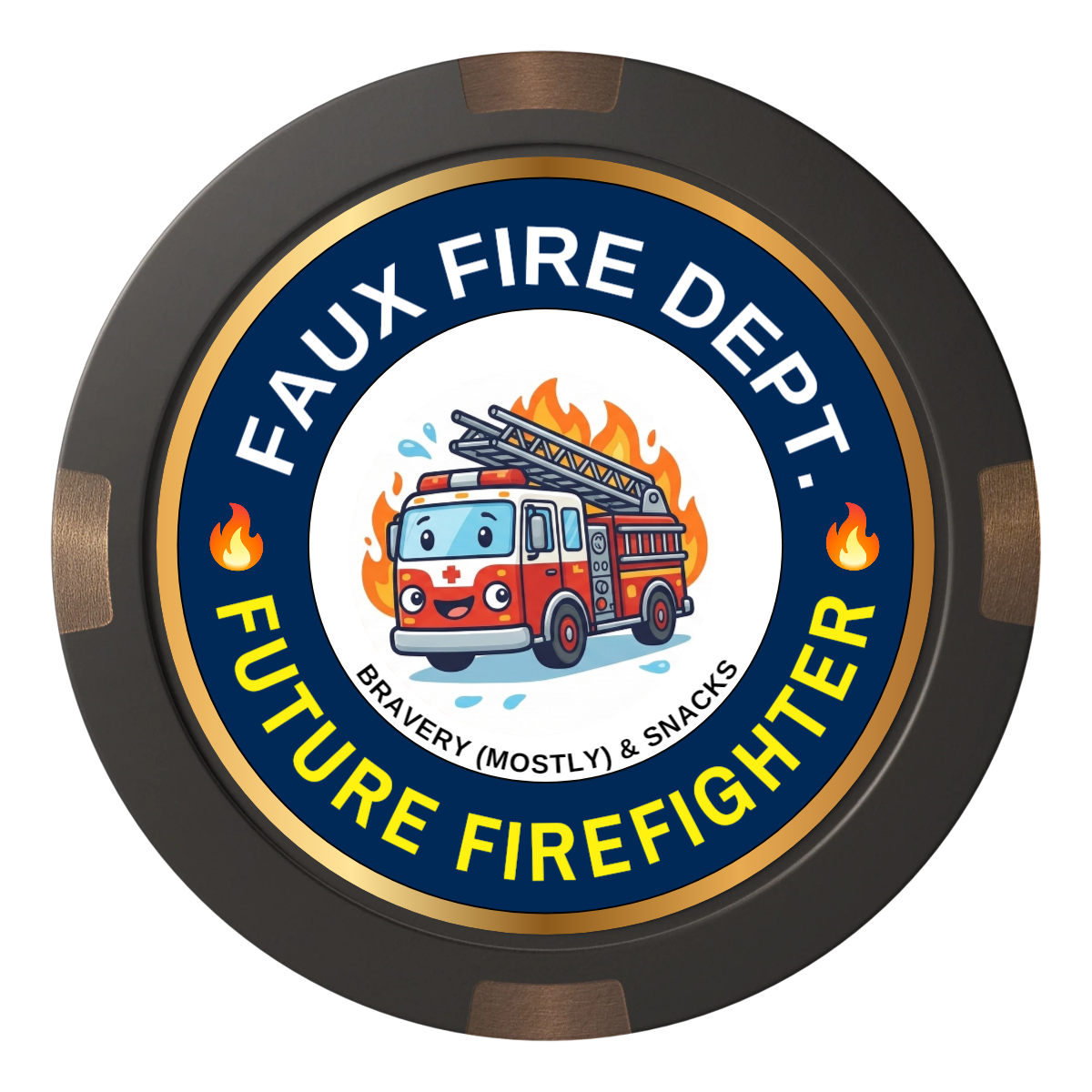 Future Firefighter Composite & Metal Hybrid Poker Chips - Black - Back