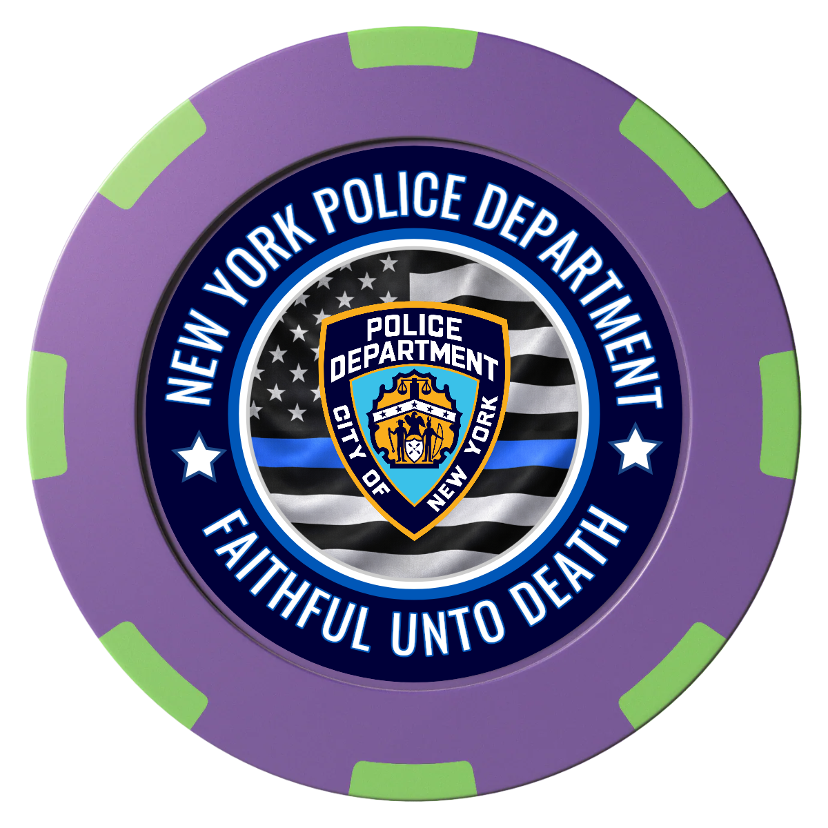NYPD Safe and Fair Clay Poker Chips - Purple / 8 Spot (2 Tone) / 40mm - Front