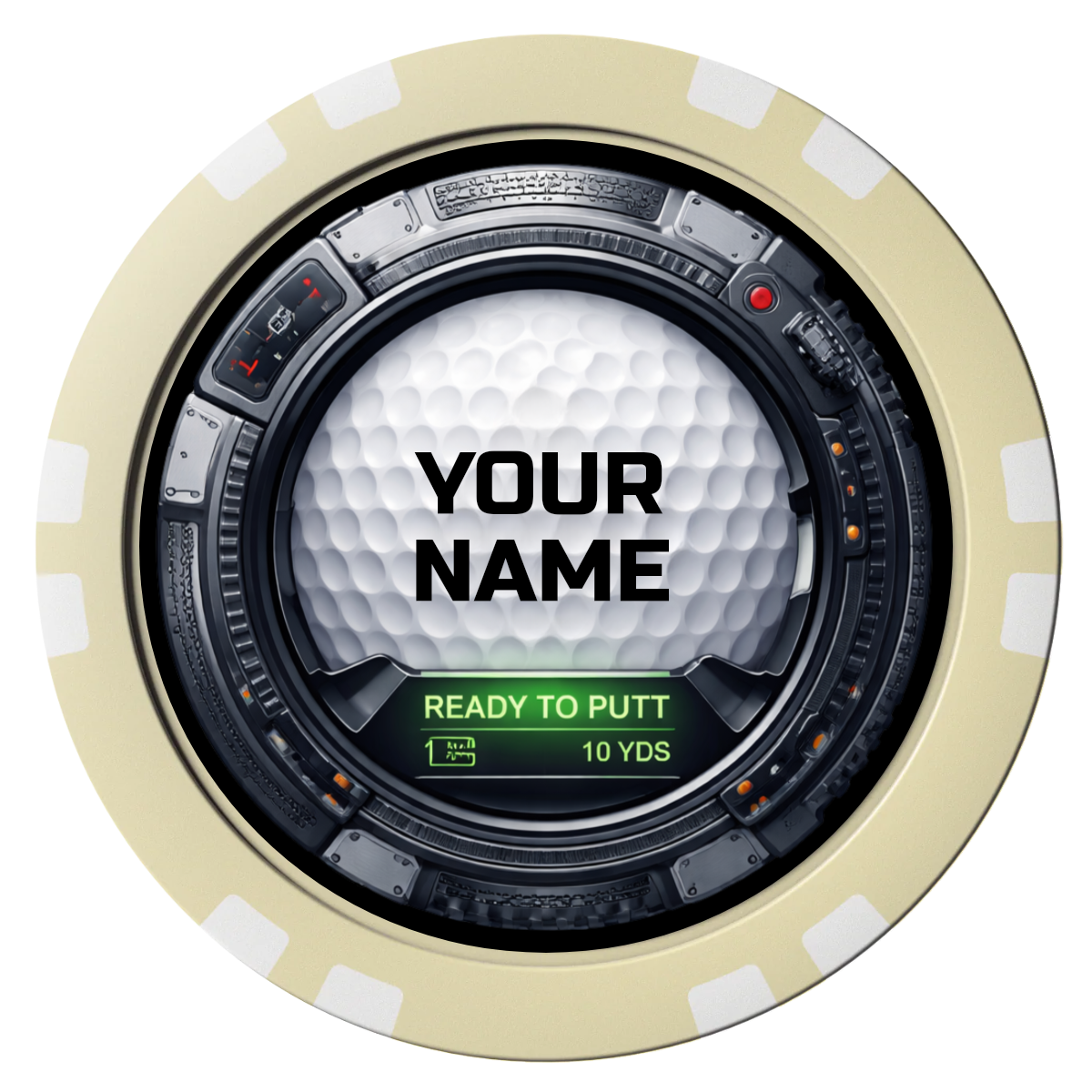 Auto Marked IV Composite Poker Chips - Ivory / Double Stripe - Front