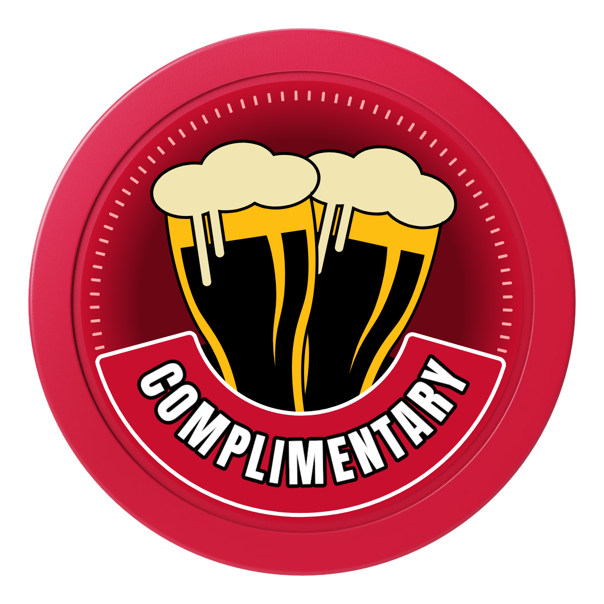 Double Pint 2 2" Oversized Poker Chips - Red - Back