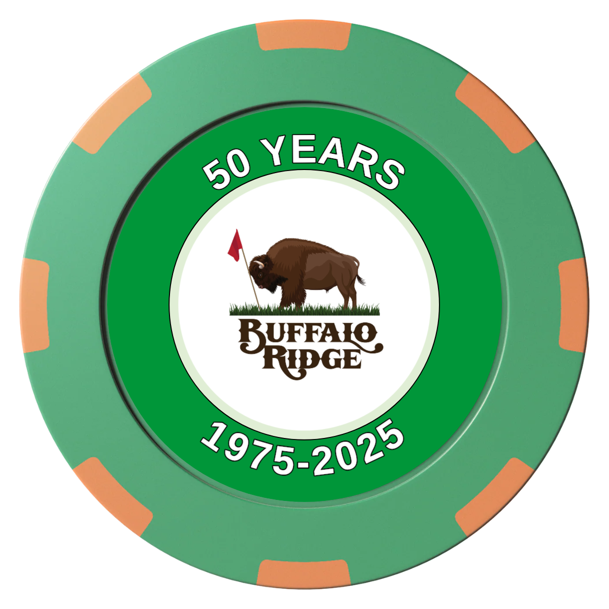 Branded Golf Pro Shop Clay Poker Chips - Green / 8 Spot (2 Tone) / 40mm - Front