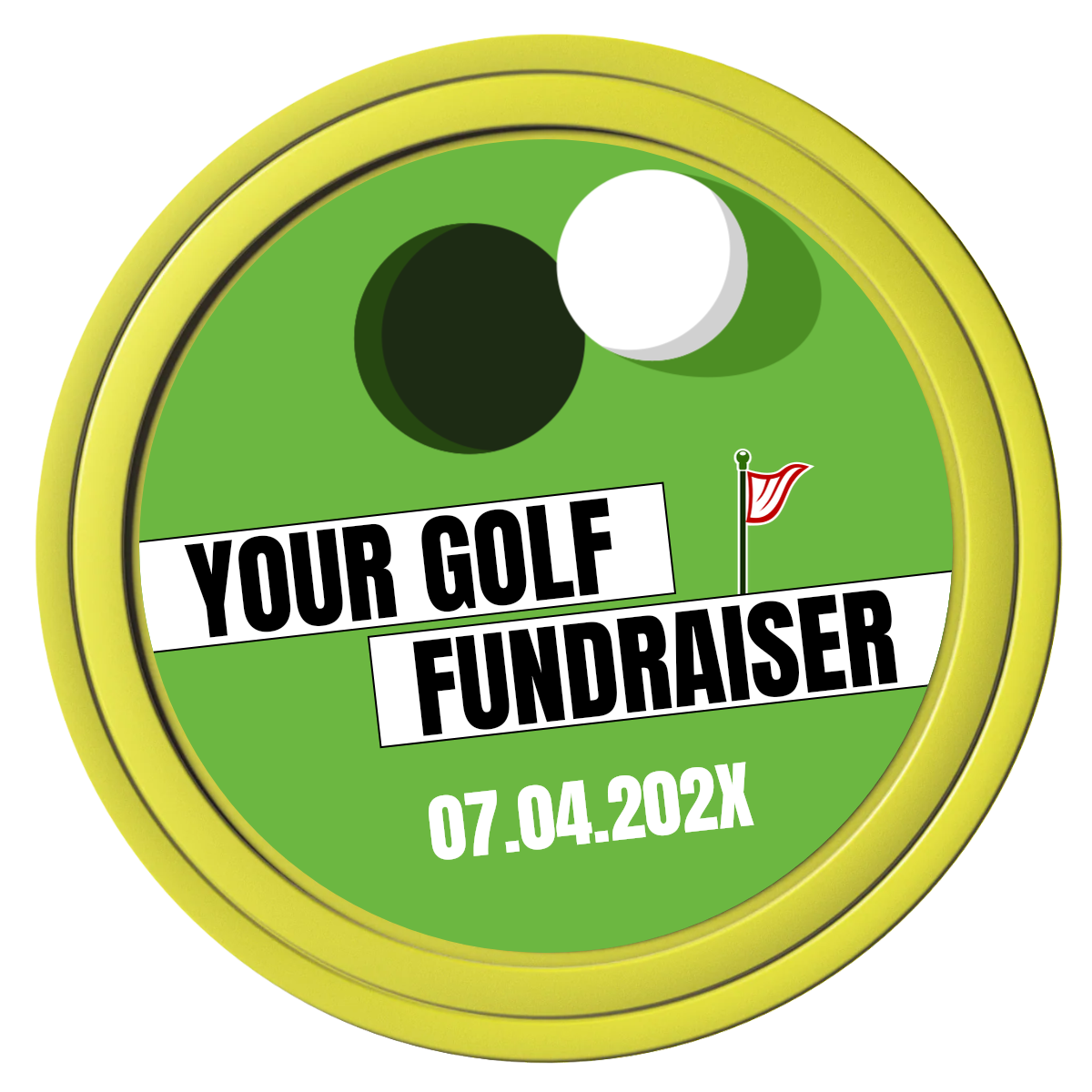 Putting Around Tournament Composite Poker Chips - Yellow / Solid - Front