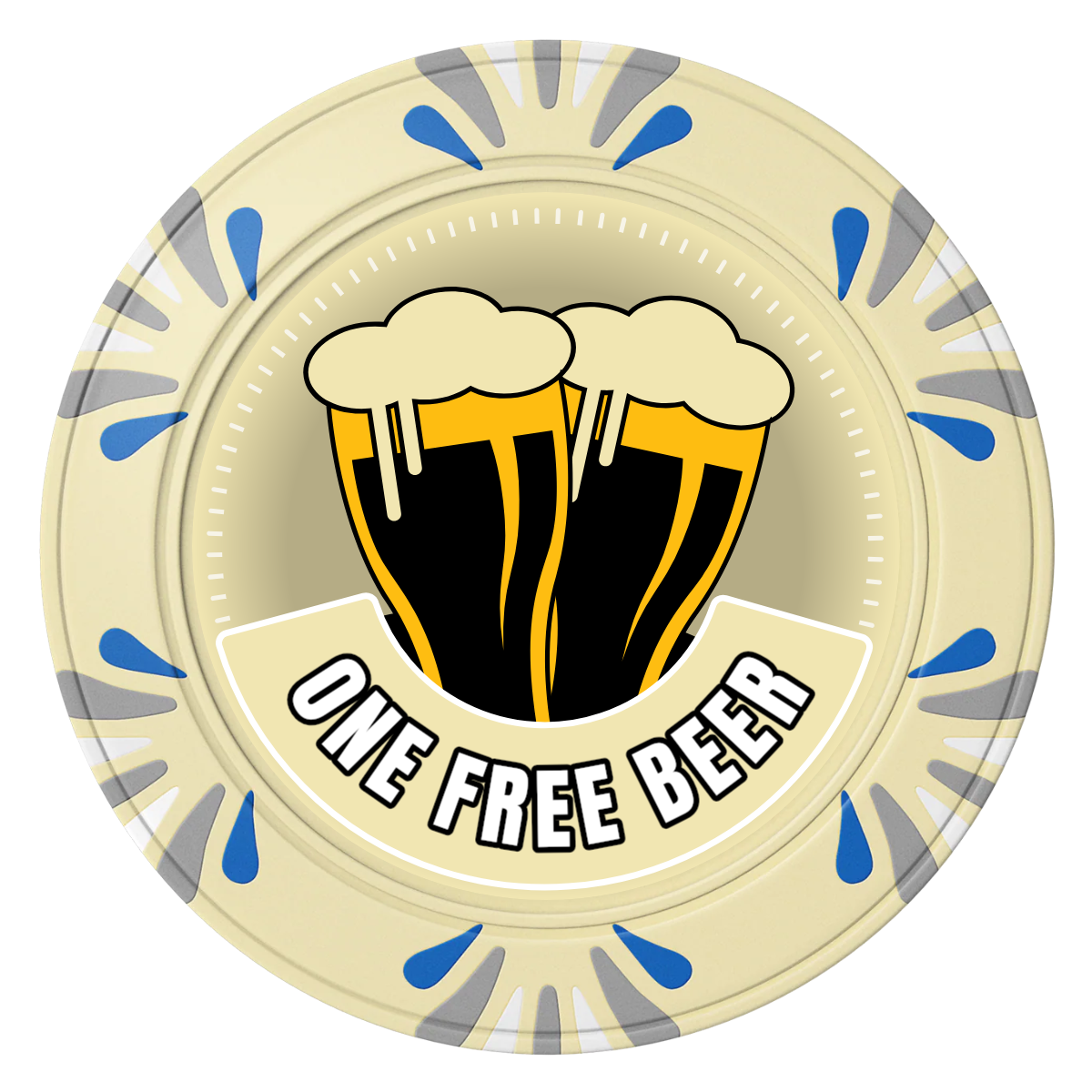 Double Pint 2 Clay Poker Chips - Ivory / Macau / 40mm - Front