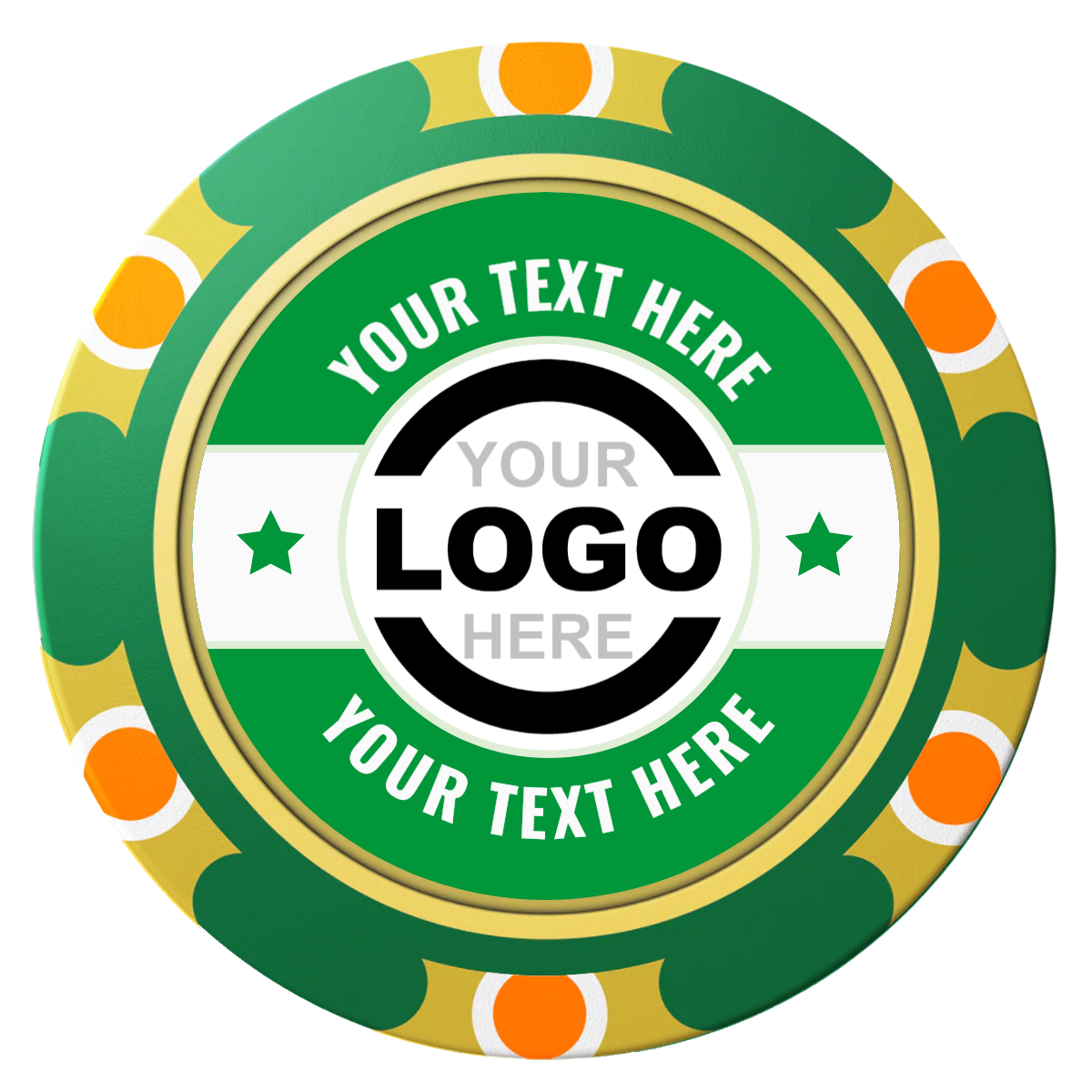 Star Banner Clay Poker Chips - Green / Monte Carlo / 40mm - Front