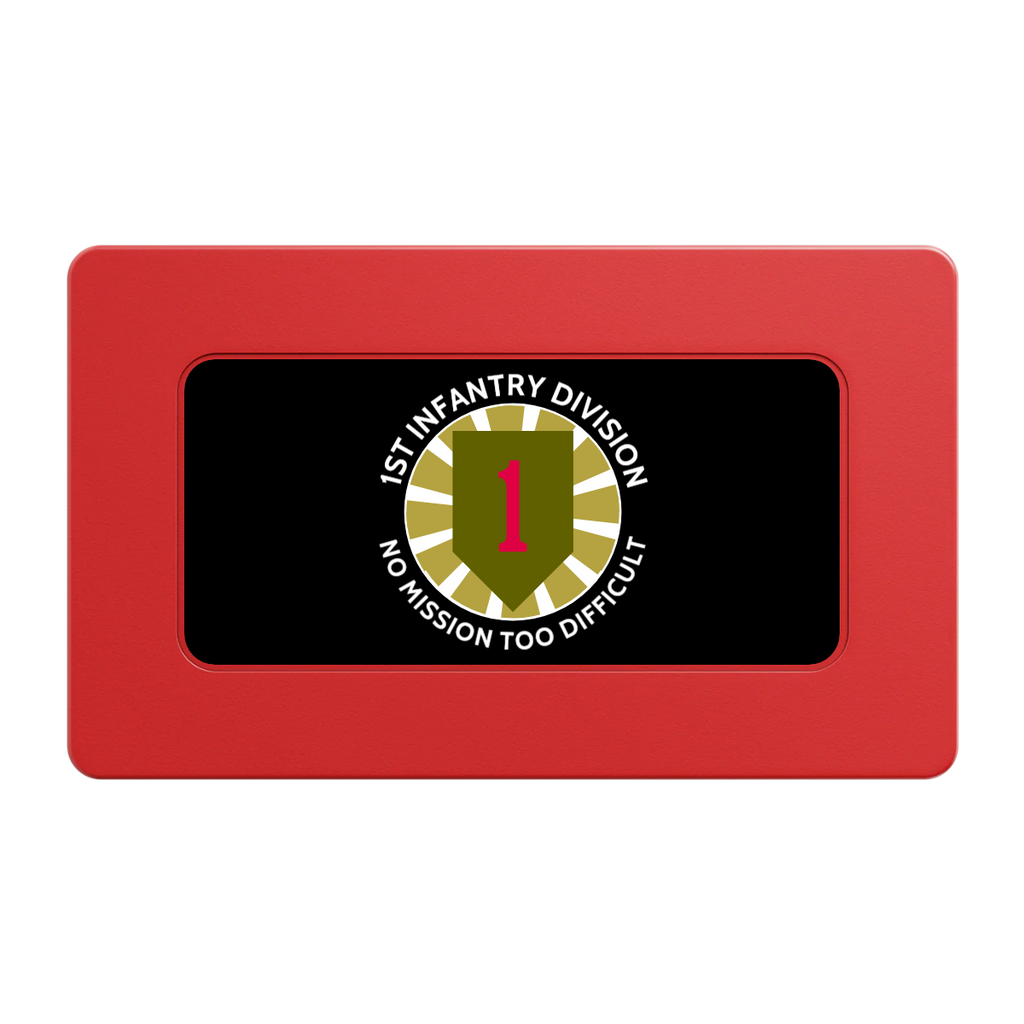 1st Infantry Division Rectangular Poker Chip Plaques - Red - Front