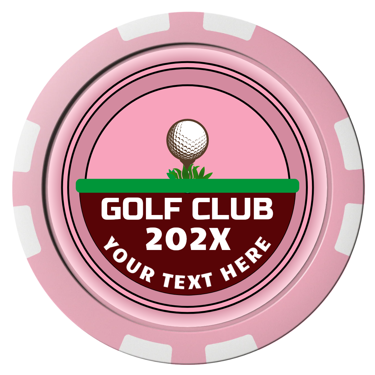 Teed Up Composite Poker Chips - Pink / 8 Stripe - Front
