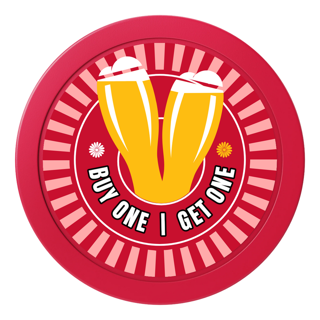 Double Pint 2" Oversized Poker Chips - Red - Front