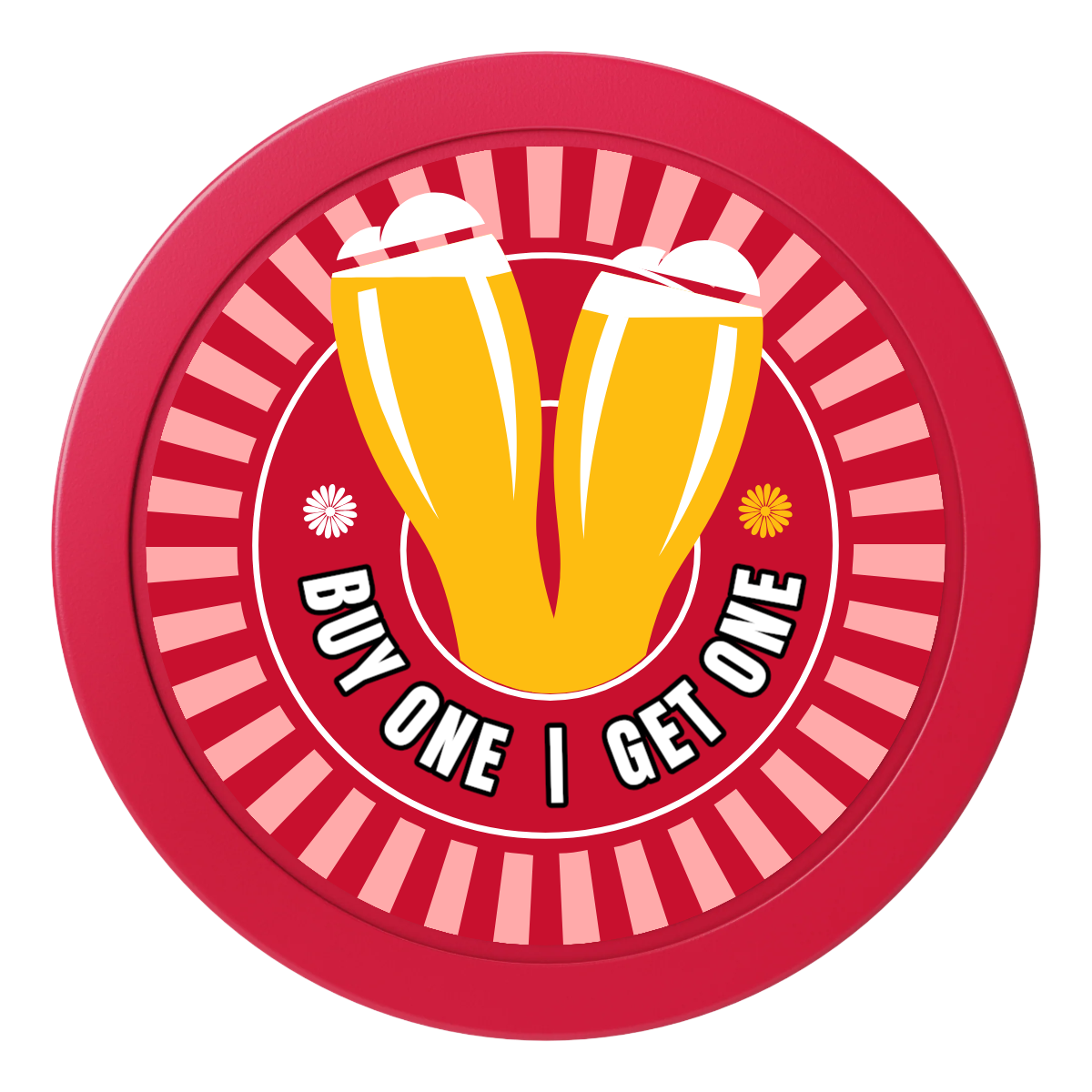Double Pint 2" Oversized Poker Chips - Red - Front