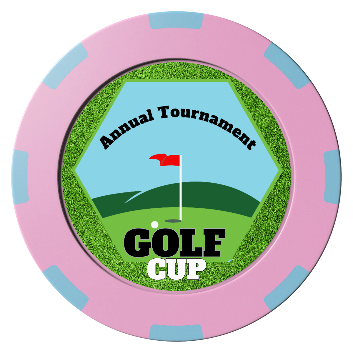 Golf Cup Clay Poker Chips - Pink / 8 Spot (2 Tone) / 40mm - Front