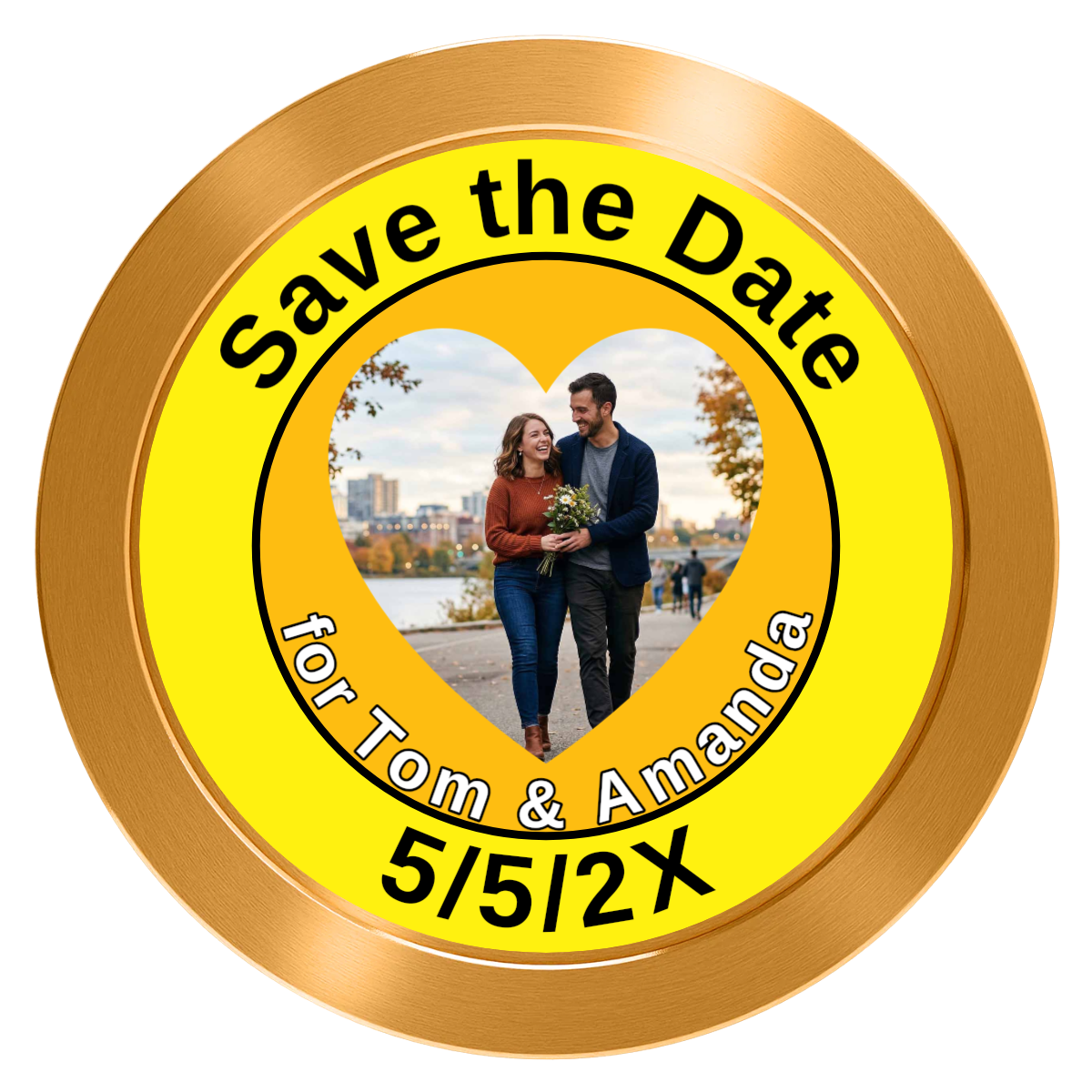 Save the Date #01 Aluminum Poker Chips - Gold - Back