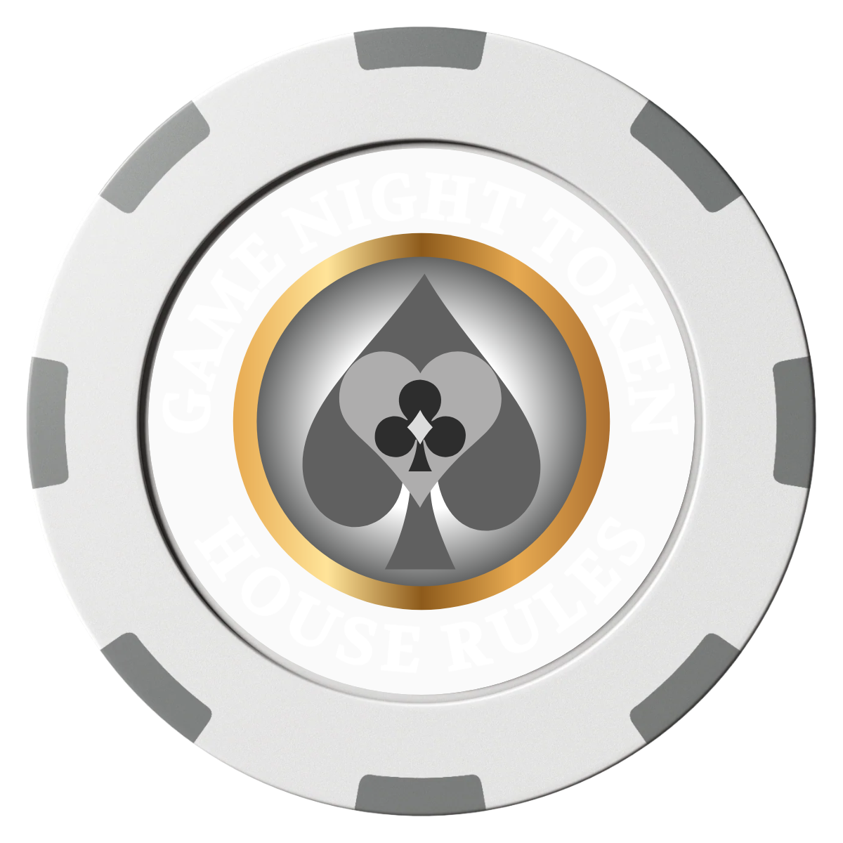 Stacked Suits Clay Poker Chips - White / 8 Spot (2 Tone) / 40mm - Front