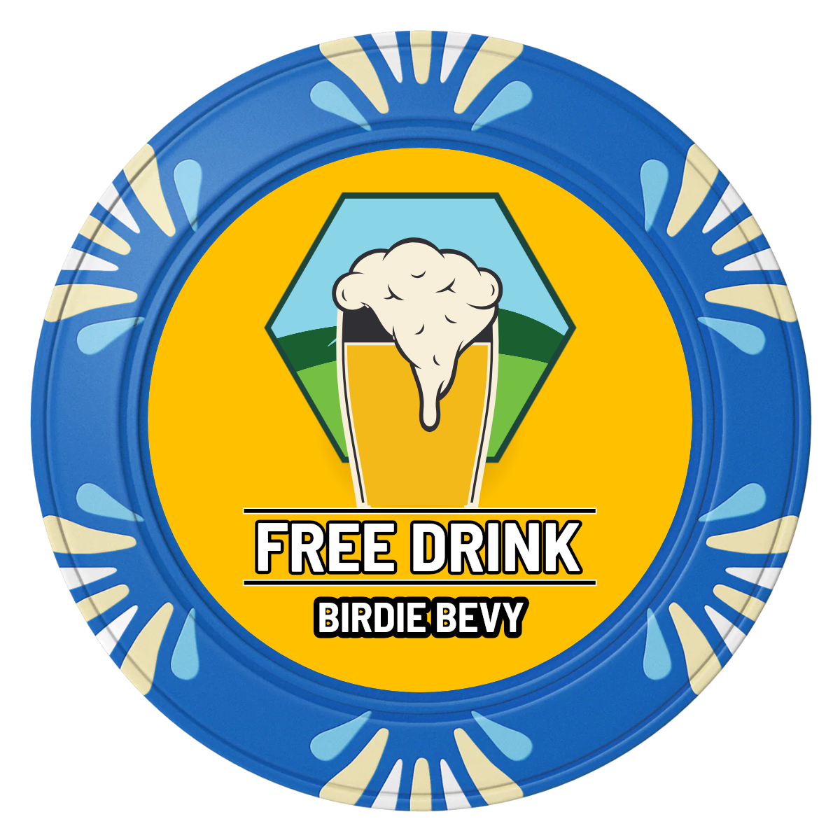 Birdy Bevy Clay Poker Chips - Blue / Macau / 40mm - Back