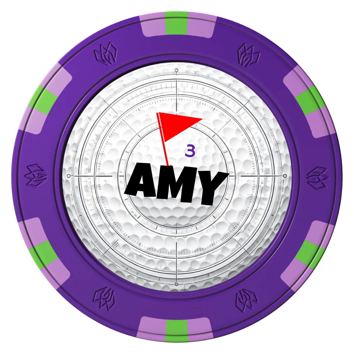 Ball Marcus Jr. Clay Poker Chips - Purple / 6 Spot Gem / 43mm - Front