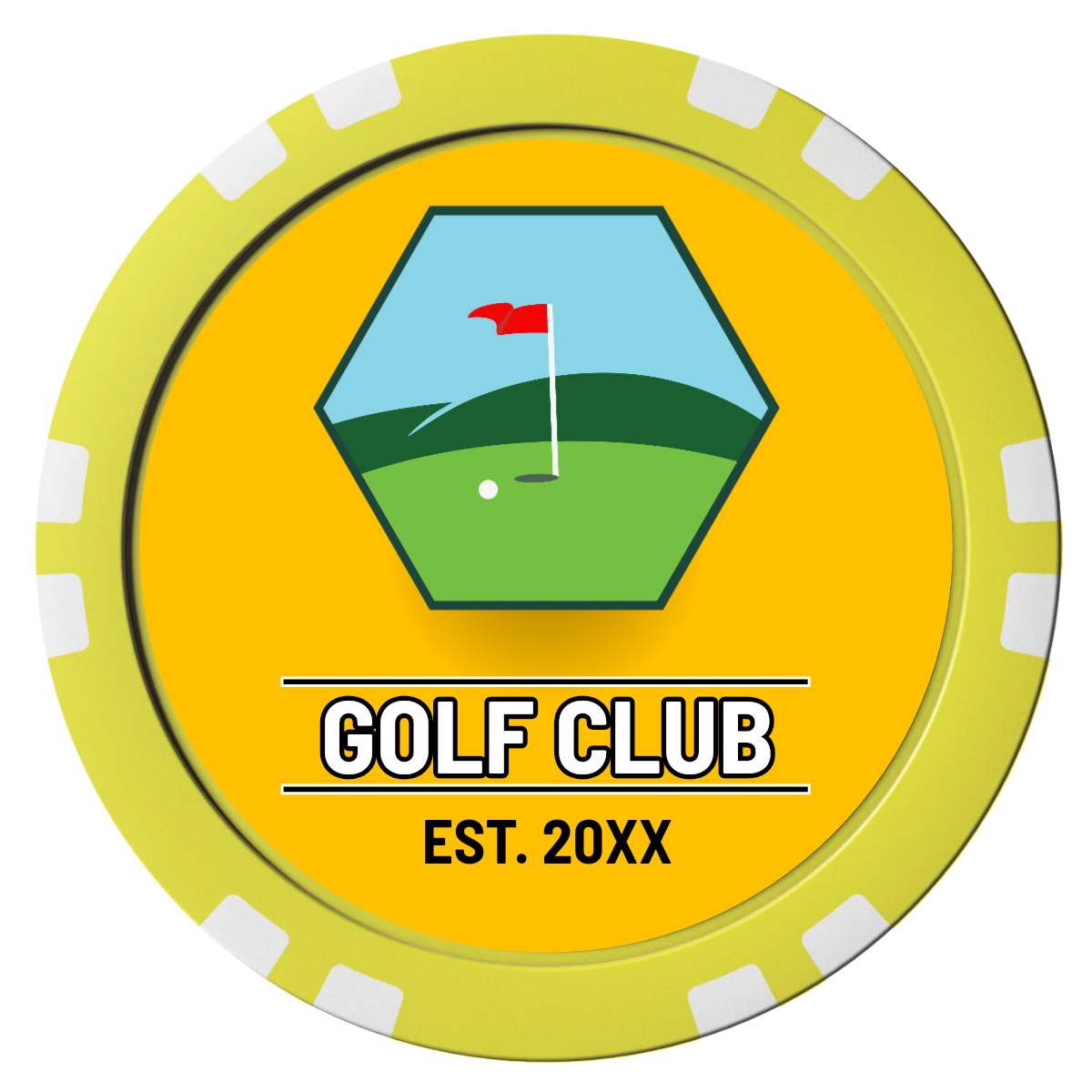 Birdy Bevy Composite Poker Chips - Yellow / Double Stripe - Front