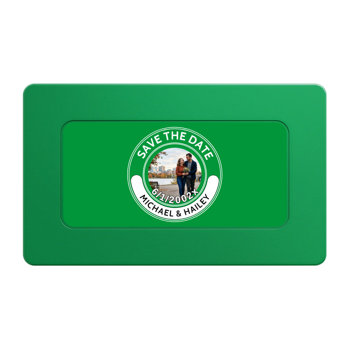 Save the Date Photo QR Code Rectangular Poker Chip Plaques - Green - Front